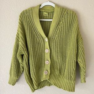 A lime green original babaa one size fits all sweater